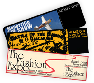 Full Color Digital Printing of Event Tickets with Fast Turnaround and Free Shipping